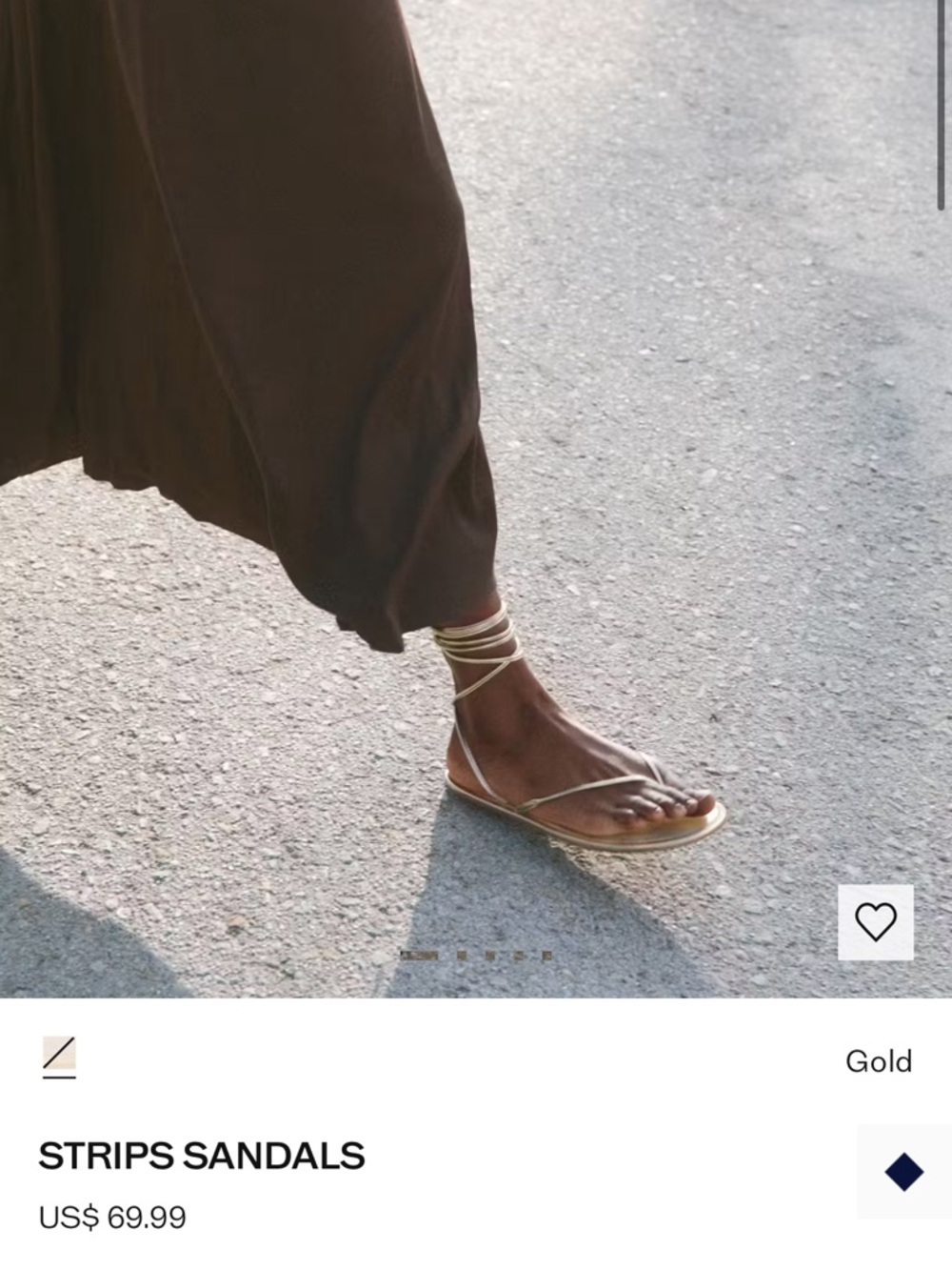 Mango Strips Gold Sandals